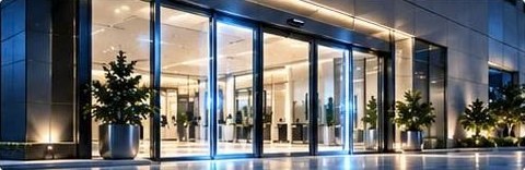 Cửa kính tự động sảnh văn phòng